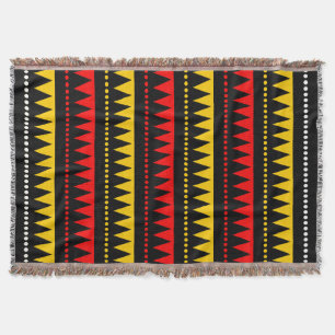 Aztec Mountains - Black, Red, Amber and White Throw Blanket