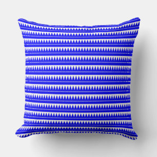 Aztec Mountains - Blue on White Throw Pillow