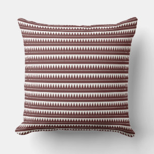 Aztec Mountains - Dark Brown on White Throw Pillow