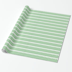 Aztec Mountains - Faded Green on White Wrapping Paper