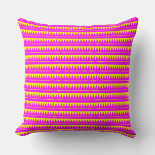 Aztec Mountains - Magenta with Yellow Throw Pillow