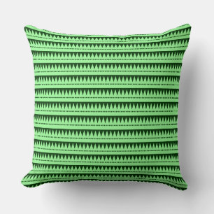 Aztec Mountains - Mint Green on Dark Forest Green Throw Pillow