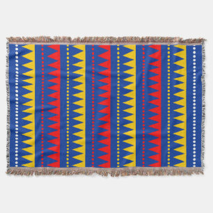 Aztec Mountains - Navy, Red, Amber and White Throw Blanket