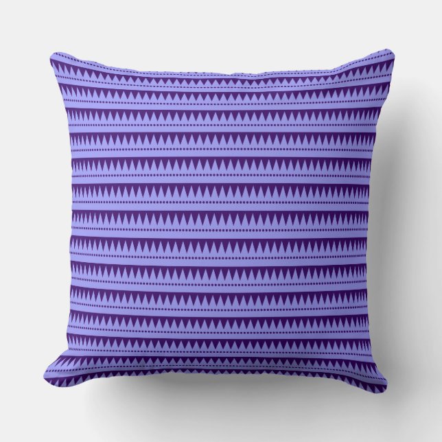 Aztec Mountains - Pastel Blue on Deep Purple Throw Pillow (Front)