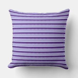 Aztec Mountains - Powder Blue on Deep Purple Throw Pillow