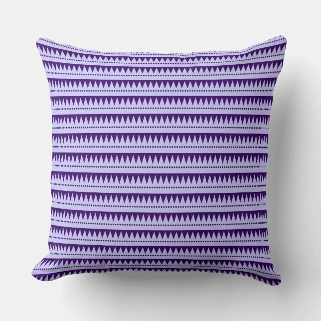 Aztec Mountains - Powder Blue on Deep Purple Throw Pillow (Front)