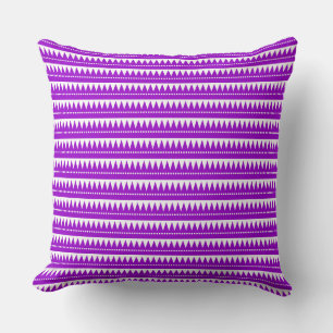 Aztec Mountains - Purple with White Throw Pillow