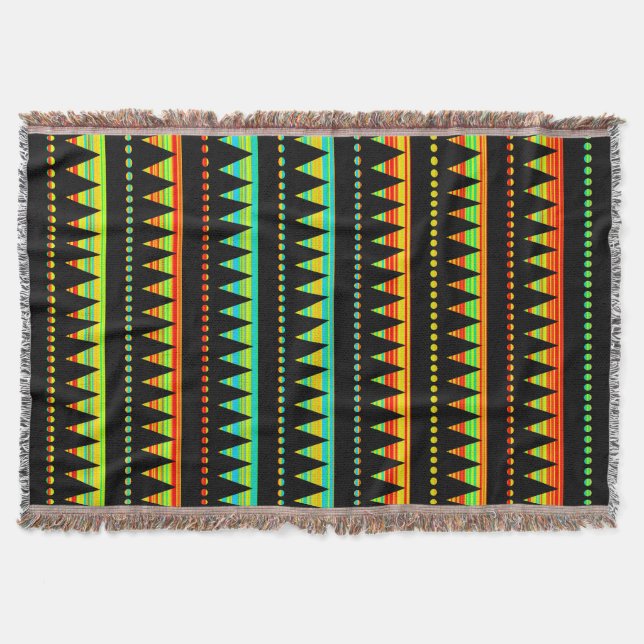 Aztec Mountains - Rainbow Streaks 01 Throw Blanket (Front)