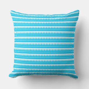 Aztec Mountains - Sky Blue on White Throw Pillow