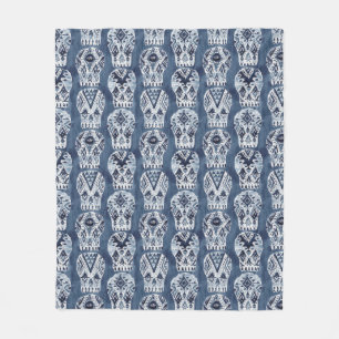 AZTEC MUERTOS Tribal Sugar Skull Pattern Fleece Blanket