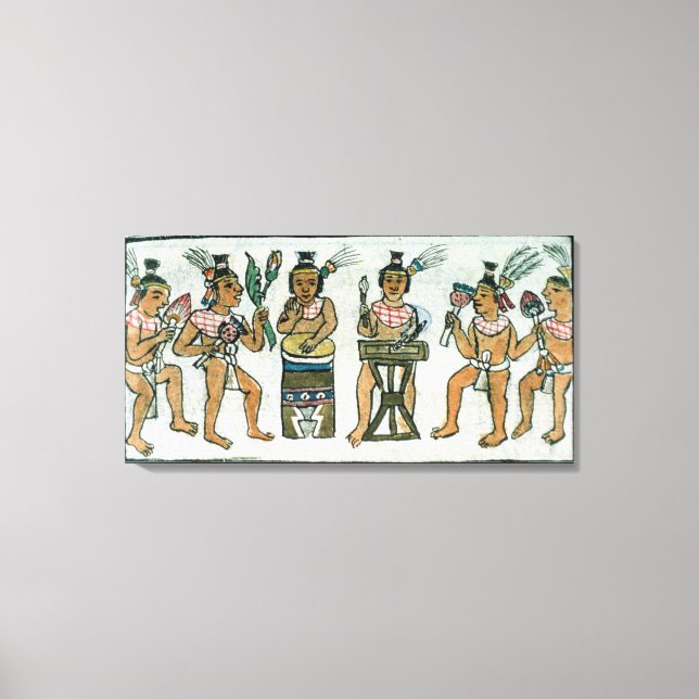 Aztec musicians from an account of Aztec Canvas Print (Front)