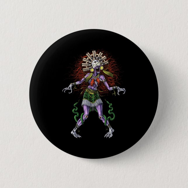 Aztec Mythology Deity Tzitzimitl 2 Inch Round Button (Front)