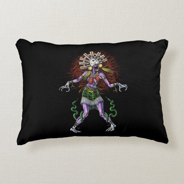 Aztec Mythology Deity Tzitzimitl Accent Pillow (Front)