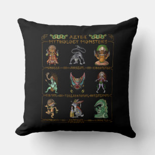 Aztec Mythology Monsters Throw Pillow