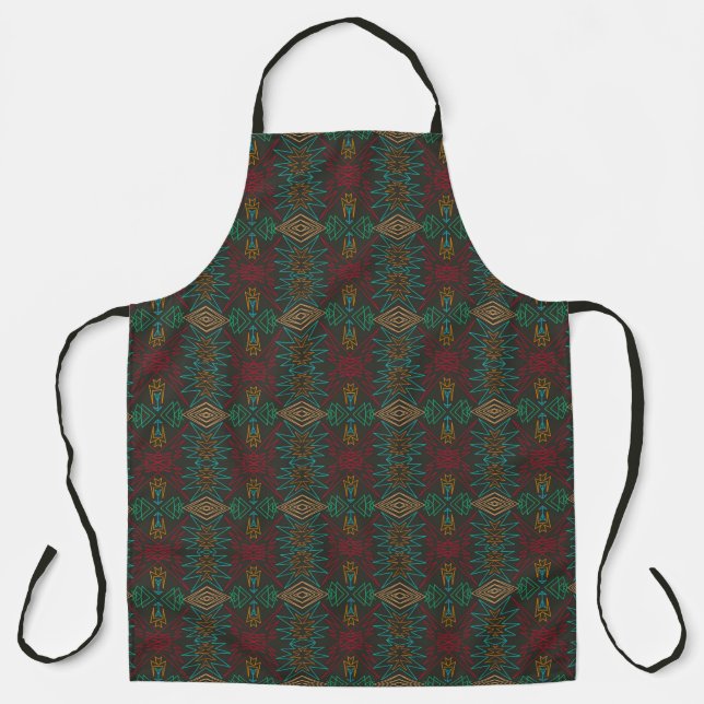 Aztec Native American Geometric Lined Pattern Art Apron (Front)