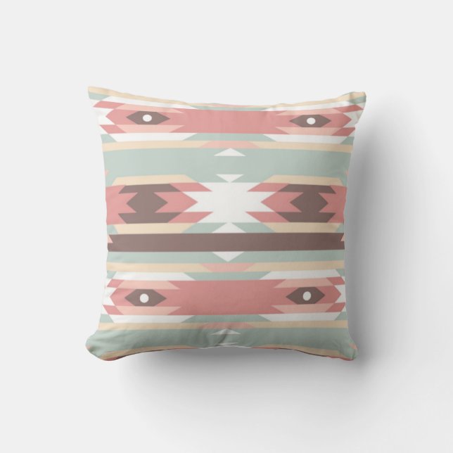 Aztec native pattern multi natural colours modern throw pillow (Front)