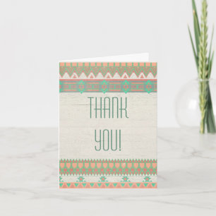 Aztec Native Peach/Aqua Thank You Card