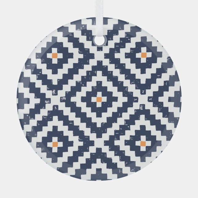 Aztec Navajo Ethnic Seamless Pattern Glass Ornament (Front)