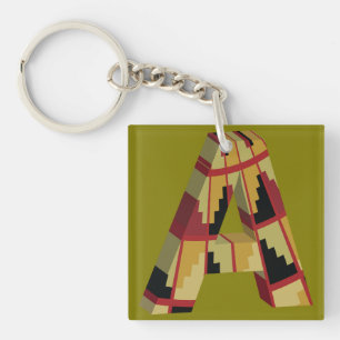 Aztec Navajo Pattern Letter A Keychain