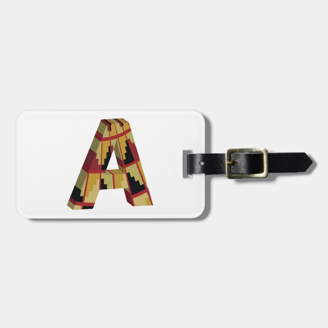Aztec Navajo Pattern Letter A Luggage Tag (Front Horizontal)