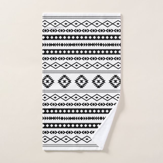 Aztec noir sur blanc Motifs mélangés Motif (Serviette à main)