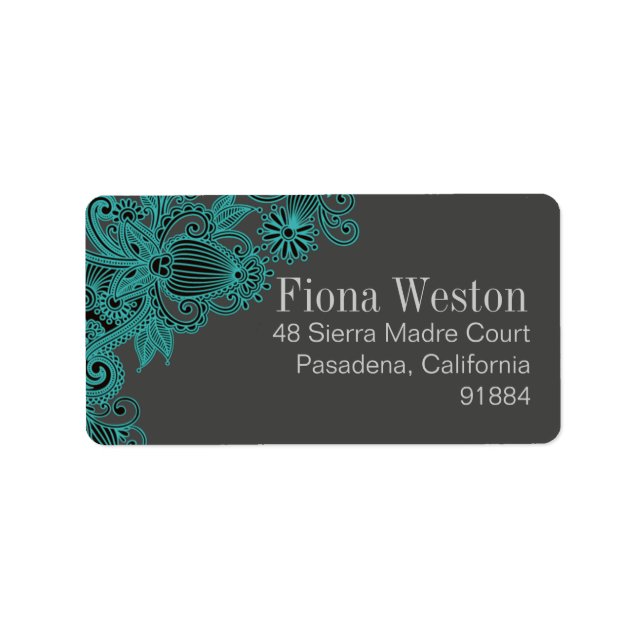 Aztec Paisley - teal grey Label (Front)