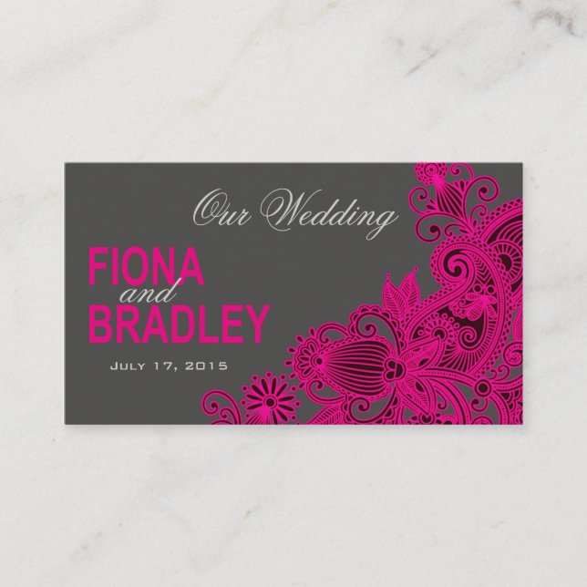 Aztec Paisley Wedding Website - fuschia Enclosure Card (Front)