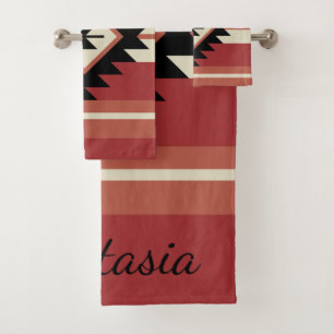 Aztec pattern bath towel set