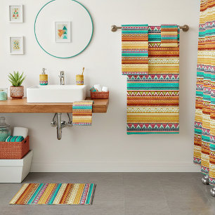 Aztec pattern bath towel set