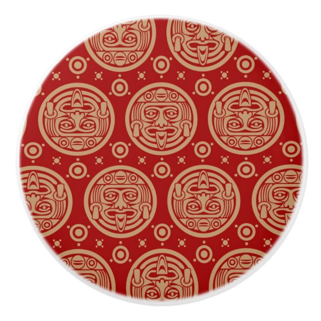 Aztec Pattern Ceramic Knob (Front)