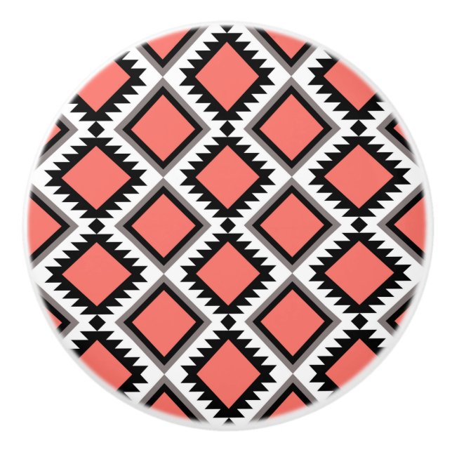 Aztec pattern ceramic knob (Front)