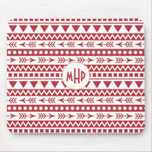 Aztec Pattern custom monogram mousepad