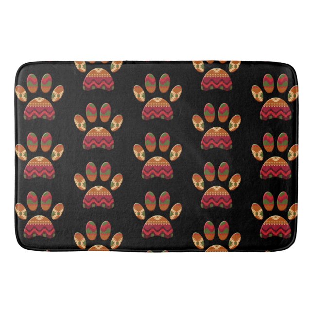 Aztec Pattern Dog Paw Bath Mat (Front)