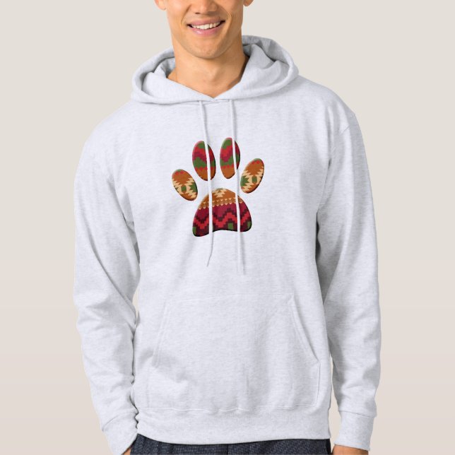 Aztec Pattern Dog Paw Print Hoodie (Front)