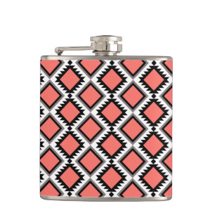 Aztec pattern hip flask