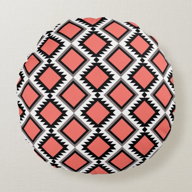 Aztec pattern round pillow (Front)