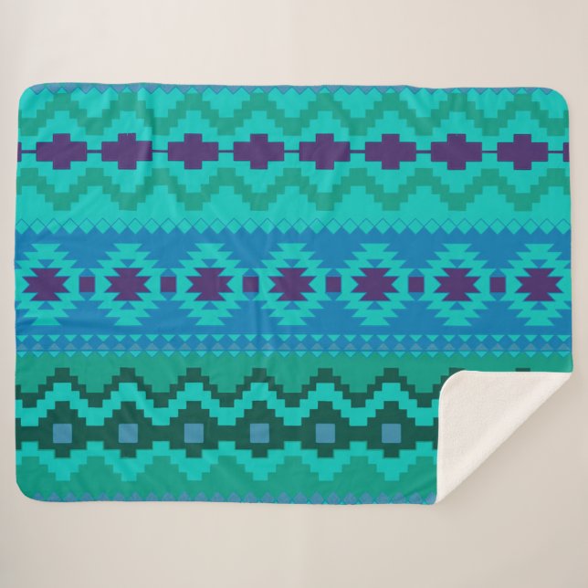 Aztec Pattern Sherpa Blanket (Front (Horizontal))