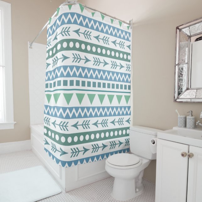 Aztec Pattern shower curtain (In Situ)
