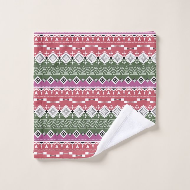 Aztec pattern, stripes . bath towel set (Wash Cloth)