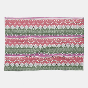 Aztec pattern, stripes . kitchen towel