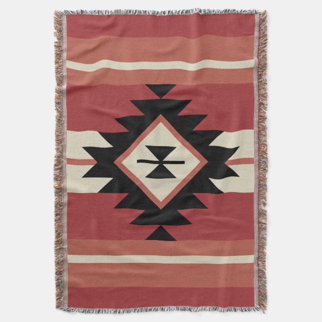Aztec pattern throw blanket (Front Vertical)