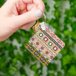 Aztec Pattern Tribal Art Keychain