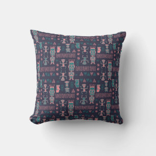 Aztec Pink and Aqua Indian Man Throw Pillow
