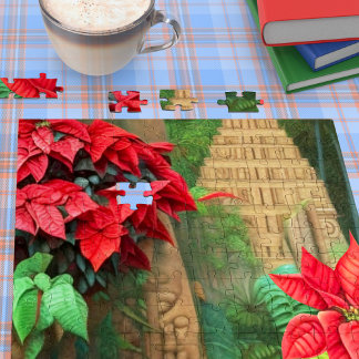 Aztec Poinsettias #1 Jigsaw Puzzle