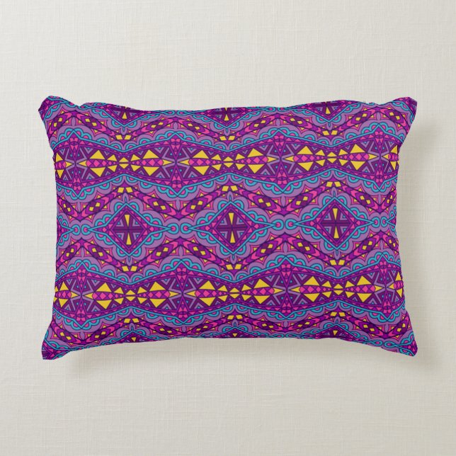 Aztec Purple Pattern Accent Pillow (Front)
