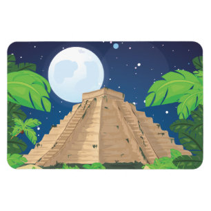 Aztec Pyramid cartoon landscape Magnet
