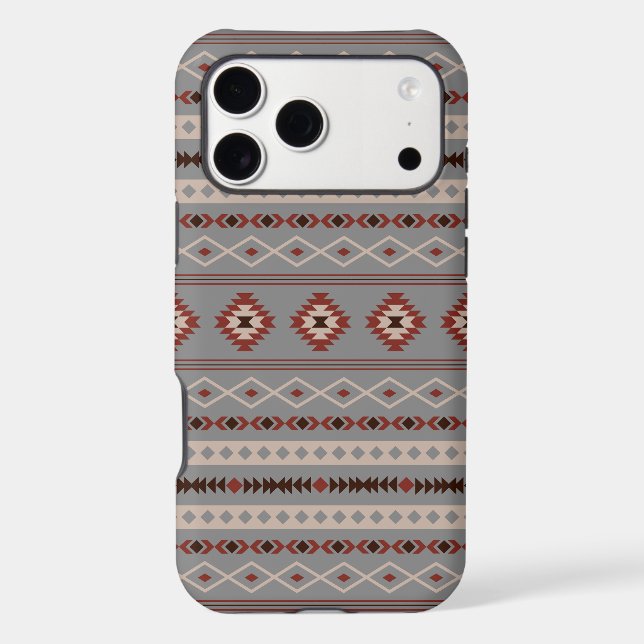 Aztec Rust Cream Brown Gray Mixed Motifs Pattern (Back)
