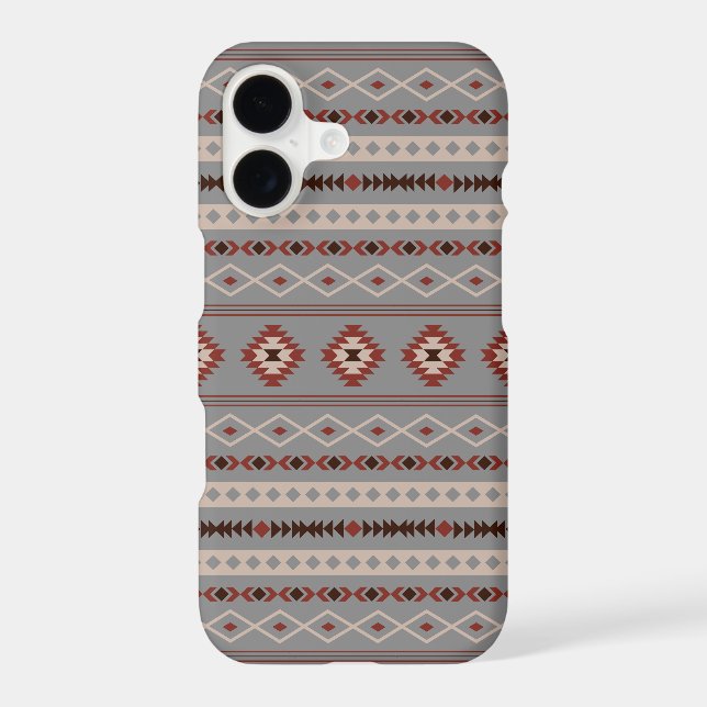 Aztec Rust Cream Brown Gray Mixed Motifs Pattern (Verso)