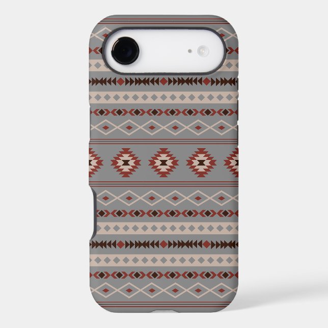Aztec Rust Cream Brown Gray Mixed Motifs Pattern (Back)