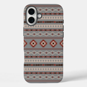 Aztec Rust Cream Brown Grey Mixed Motifs Pattern iPhone 16 Plus Case